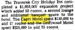 Capri Motel - Dec 1977 Article On Expansion (newer photo)